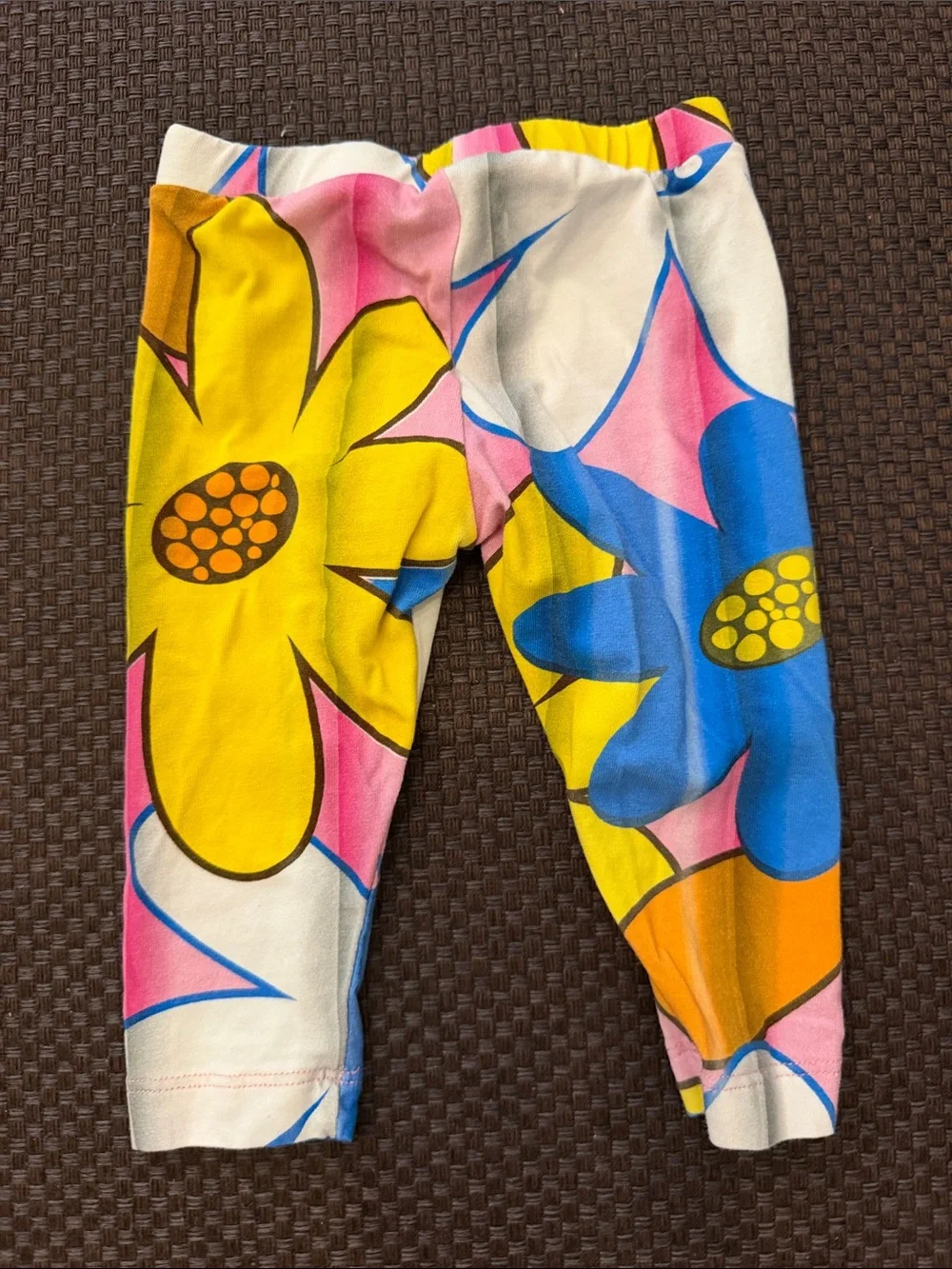 Moschino Kids Pink Blue Yellow Floral Print Leggings